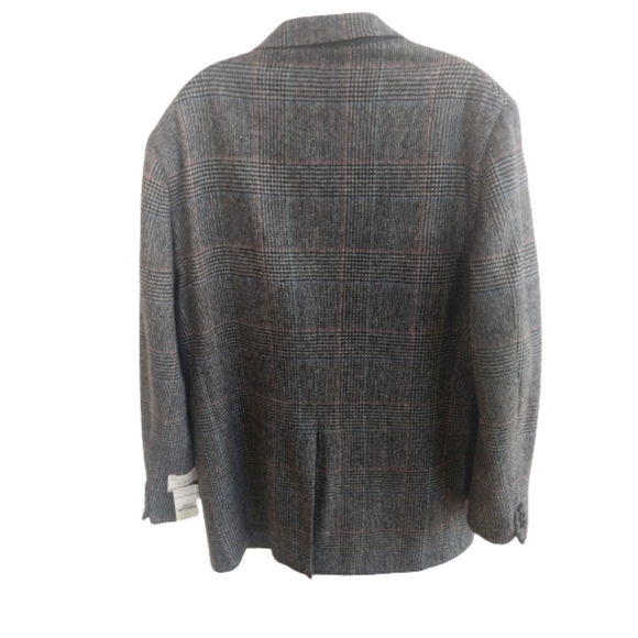 Stafford 46L Gray Rust Windowpane Plaid Wool - Picture 2 of 16